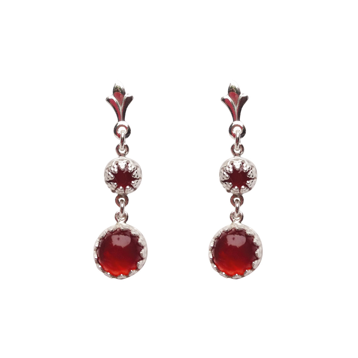 mariage coloré boucle d'oreille pierre rouge cornaline