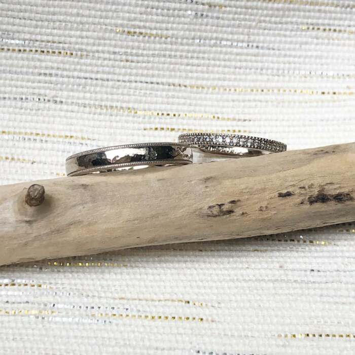 Les bagues LILIBETH et ACHILLE en or gris palladié 18 carats Fairmined